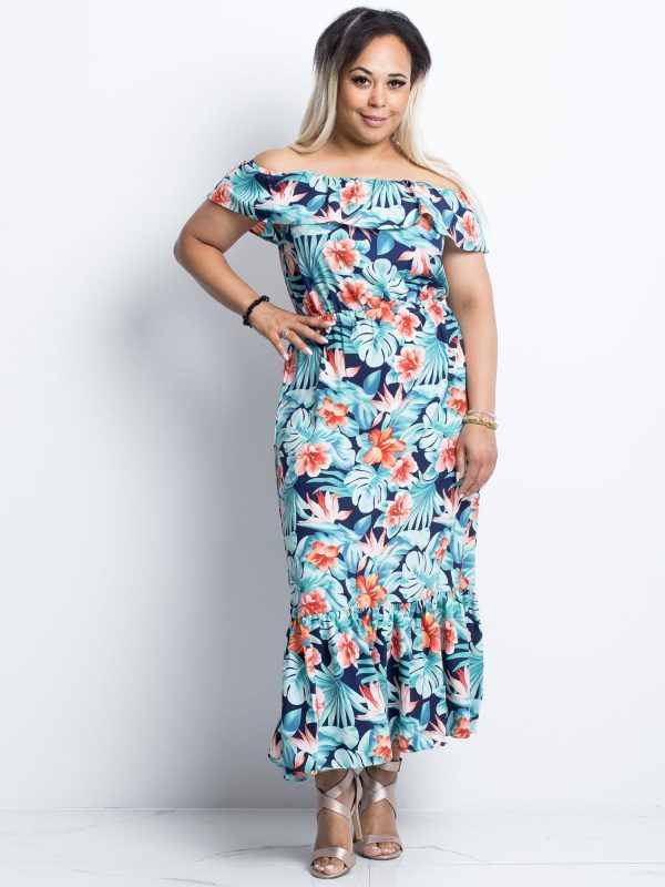 Wholesale Mint Orange Plus Size Spanish Maxi Dress