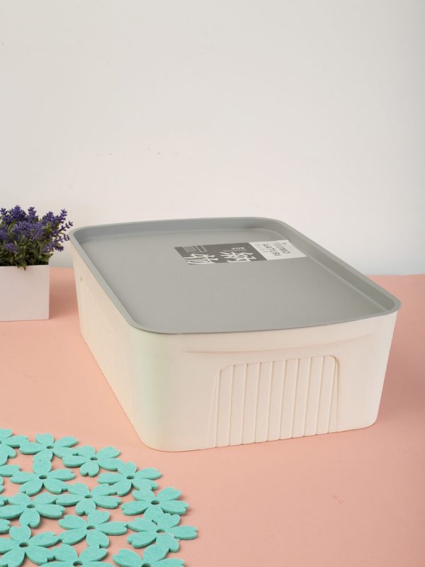 Wholesale Ecru Matte Plastic Container With Lid