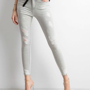 Wholesale Grey jeans with abrasions