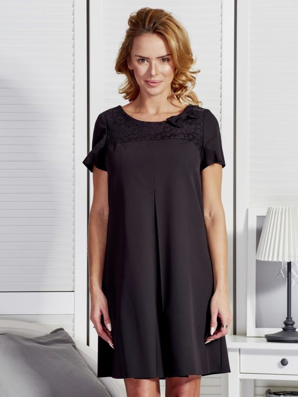 Wholesale Black dress with contrafold