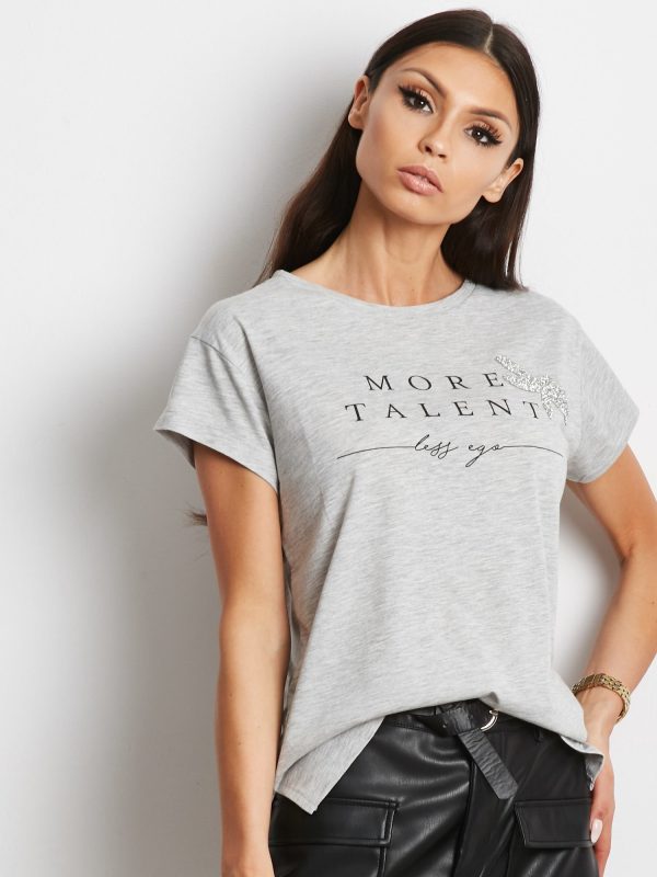 Wholesale Grey t-shirt with the inscription MORE TALENT LESS EGO