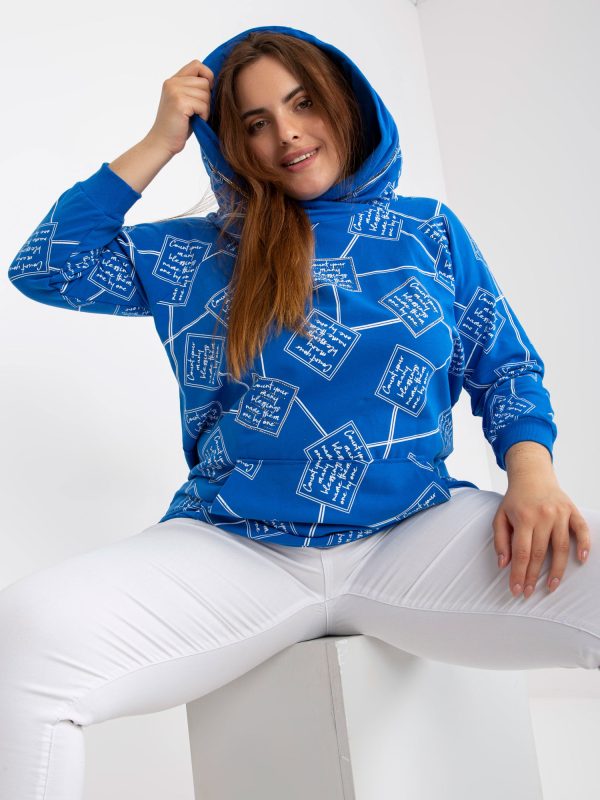 Wholesale Dark Blue Plus Size Sweatshirt with Print