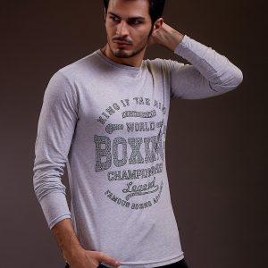 Wholesale Men's blouse with text print light grey