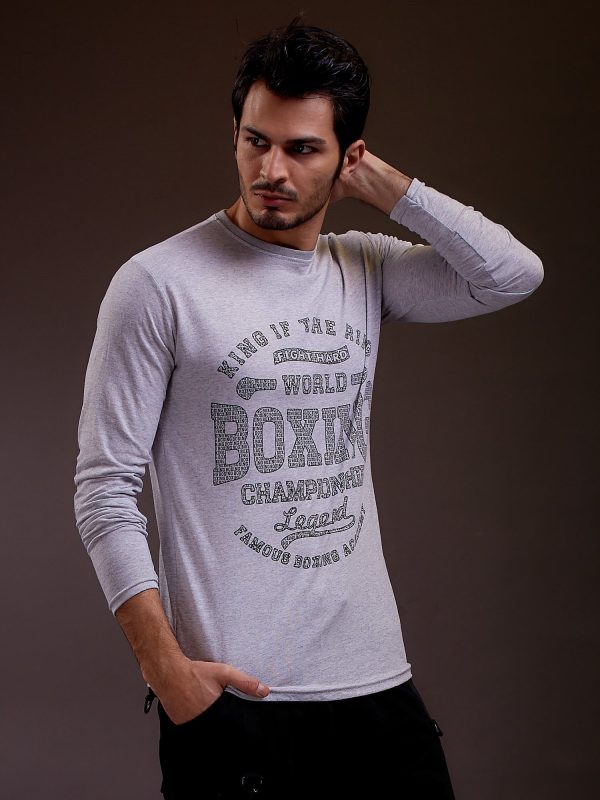 Wholesale Men's blouse with text print light grey