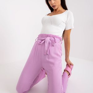 Wholesale Purple High Waist Fabric Pants