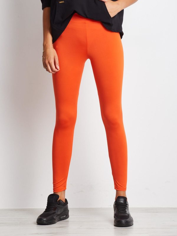 Wholesale Dark Orange Long Thin Running Leggings