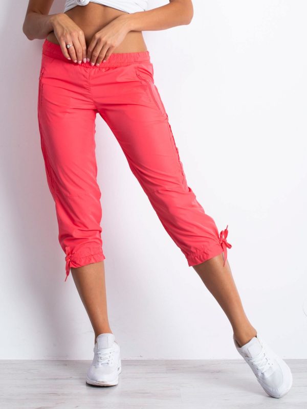 Wholesale Light pink capri sports pants with mesh