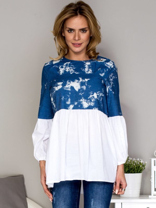 Wholesale Blue tunic with wide sleeves