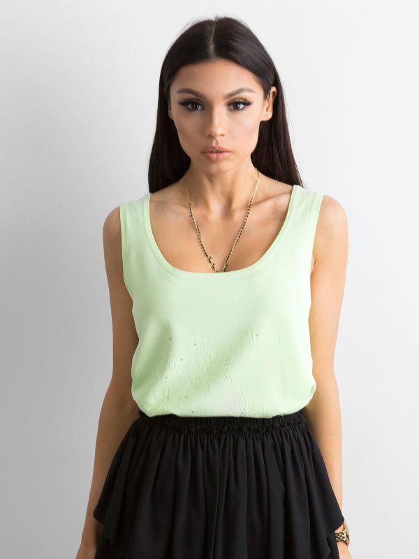 Wholesale Pistachio top with rhinestones