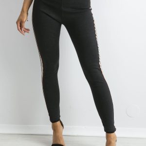 Wholesale Graphite Cotton Leggings With Stripes