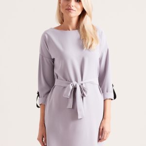 Wholesale Grey dress for women with belt