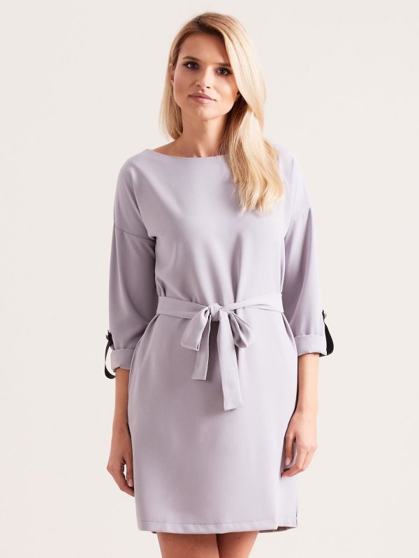 Wholesale Grey dress for women with belt