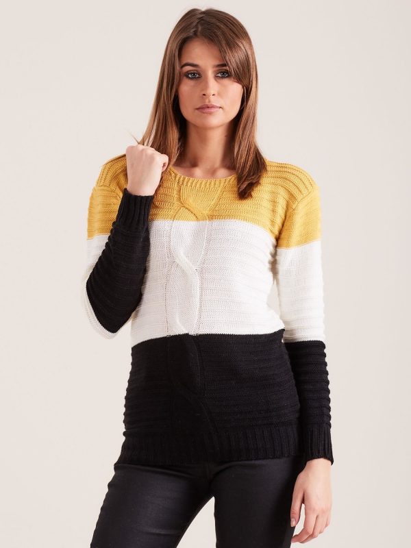 Wholesale Mustard sweater with wide stripes