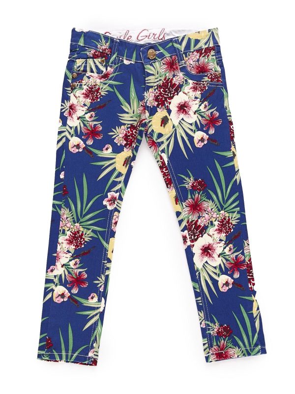 Wholesale Pants for girls with exotic print navy blue