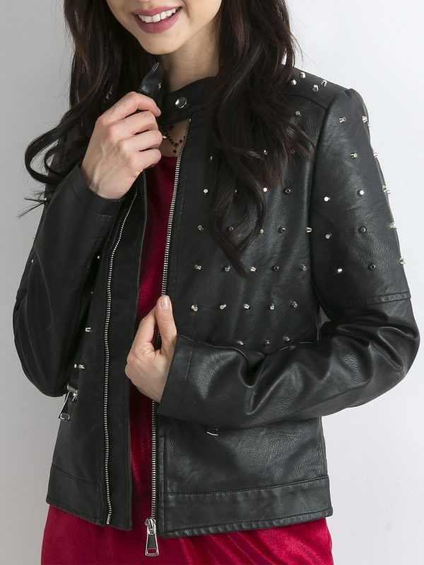 Wholesale Women's jacket with studs black