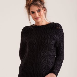 Wholesale Black Wide Weave Sweater