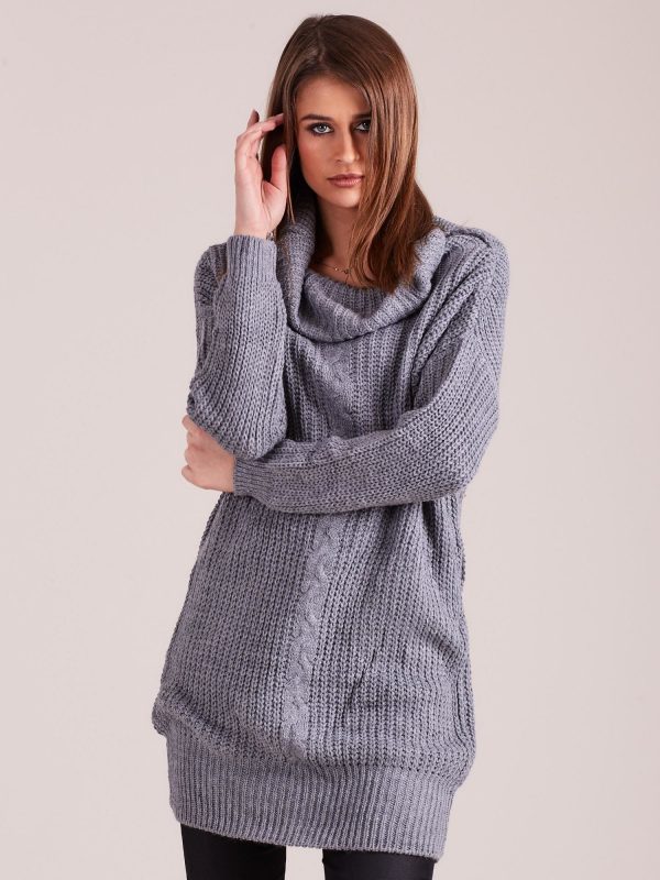 Wholesale Grey sweater with loose turtleneck