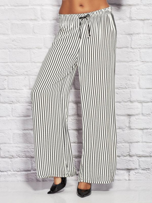 Wholesale Striped trousers with elastic waistband and white binding