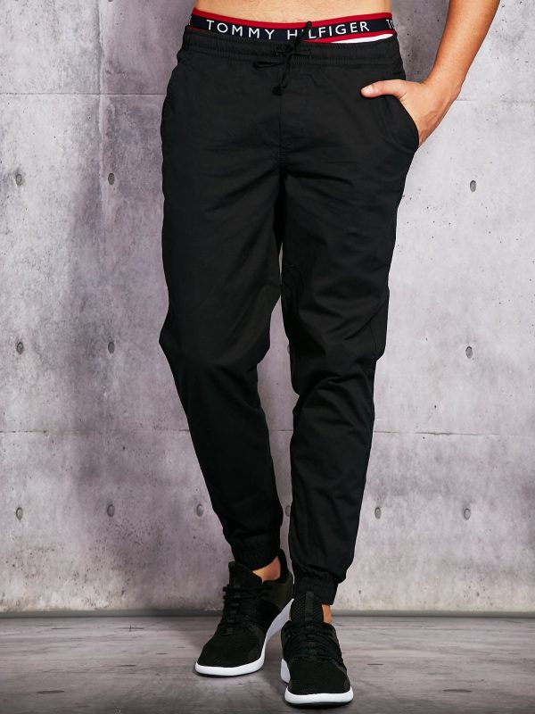 Wholesale Black men's pants with stars on the pocket