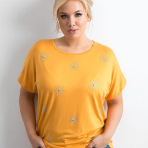 Wholesale Women's Plus Size T-Shirt with Applique Yellow