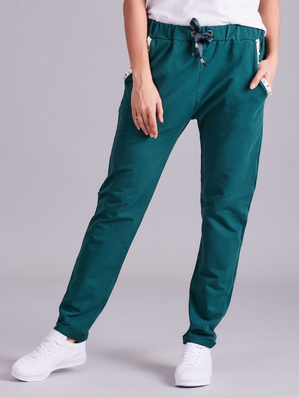 Wholesale Green sweatpants with applique