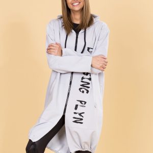 Wholesale Light Grey Long Hoodie