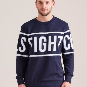 Wholesale Navy blue hooded sweatshirt for men with inscription