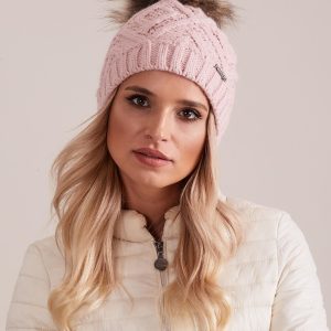 Wholesale Light pink insulated cap with braid weaves