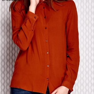 Wholesale Shirt with folk embroidery and long back light orange