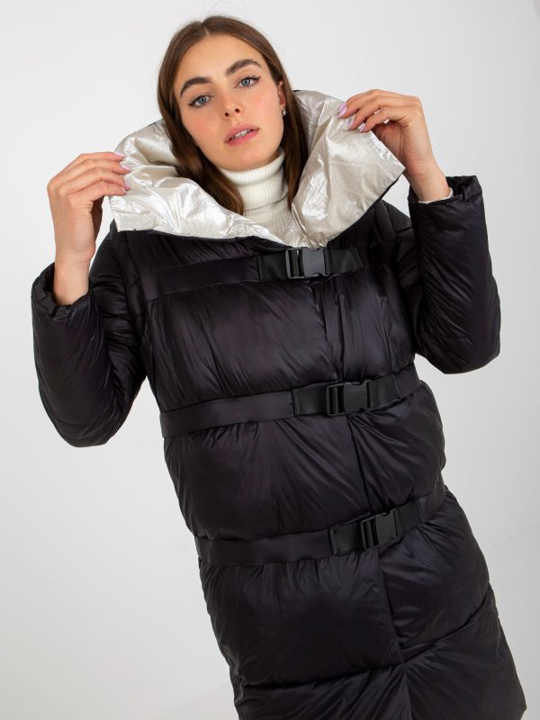 Wholesale Black and beige down jacket 2in1 winter with length adjustment