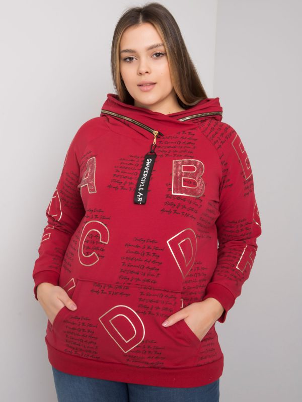 Wholesale Burgundy plus size sweatshirt with Adele applique