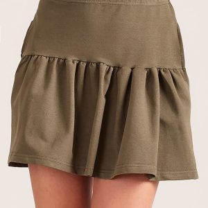 Wholesale Khaki sweatshirt skirt with flounce