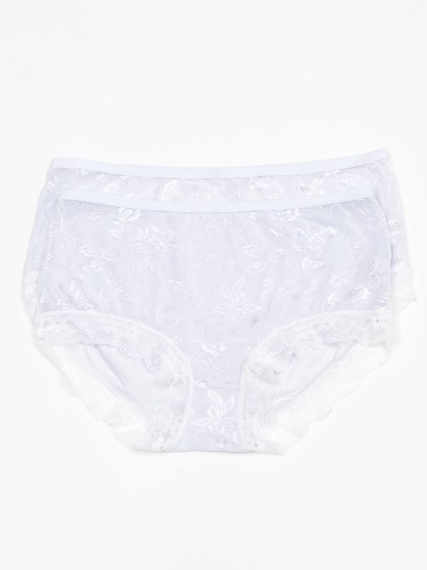 Wholesale High-waisted panties with lace front white