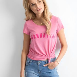 Wholesale Pink T-shirt with inscription