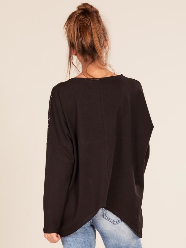 Wholesale Black oversize blouse with pockets