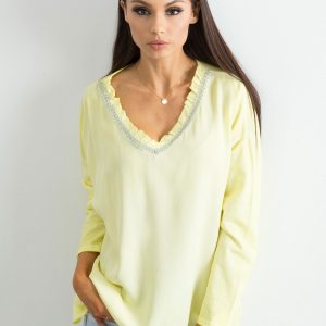 Wholesale Yellow Loose V-Neck Blouse