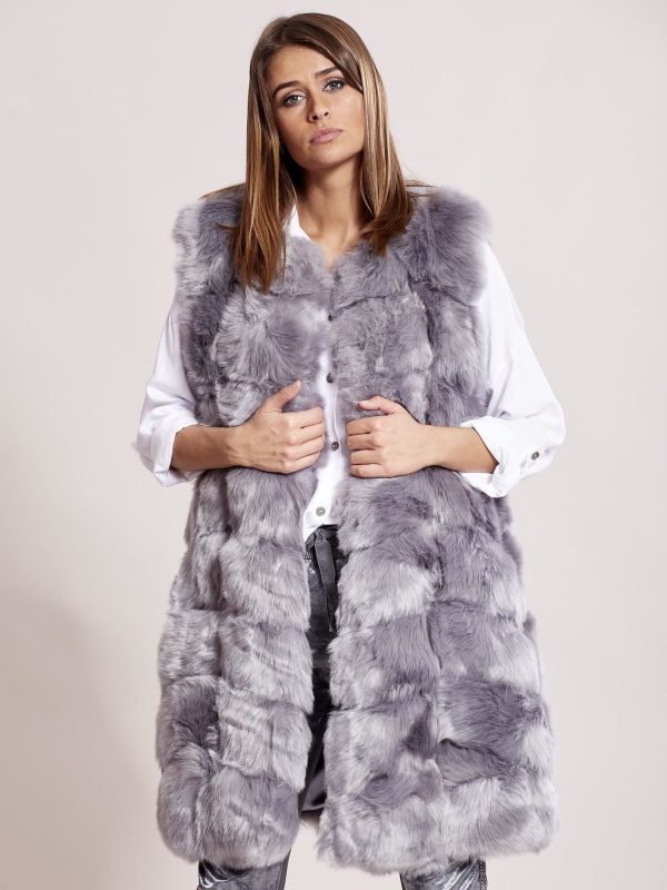 Wholesale Long Light Grey Fur Vest