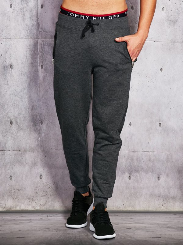 Wholesale Men's Graphite Sweatpants with Zippers