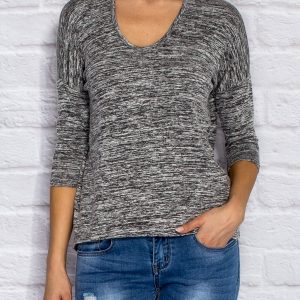 Wholesale Grey melange blouse with cutout