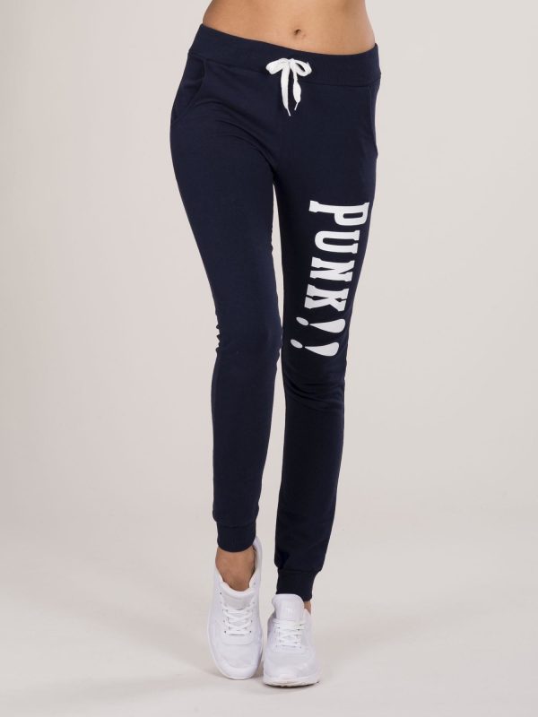 Wholesale Navy blue sweatpants with inscription