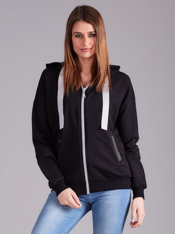 Wholesale Black Cotton Zipper Sweatshirt