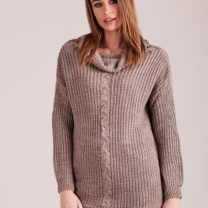 Wholesale Beige sweater with loose turtleneck