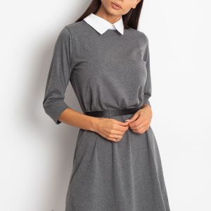 Wholesale Cotton dress with collar dark grey