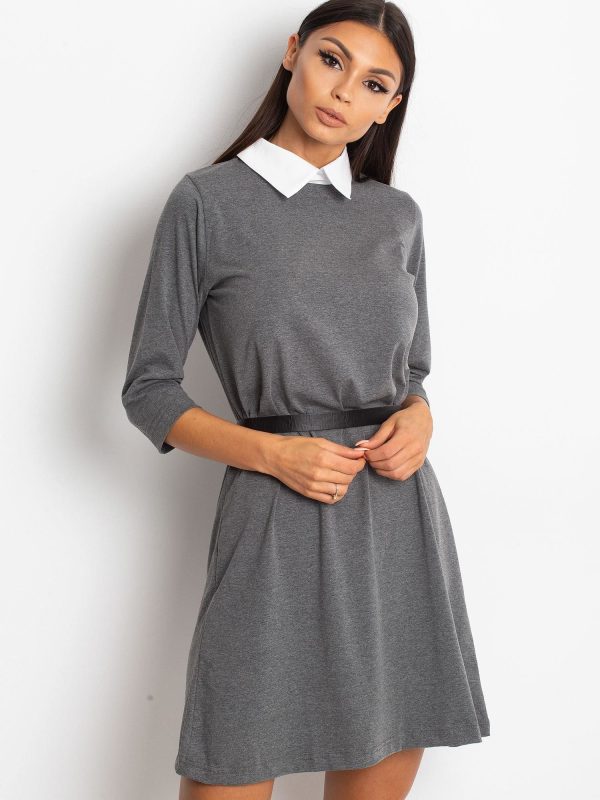 Wholesale Cotton dress with collar dark grey