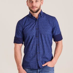 Wholesale Dark Blue Patterned Men's Shirt