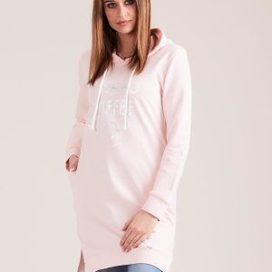 Wholesale Light Pink Long Hoodie I NEED COFFEE