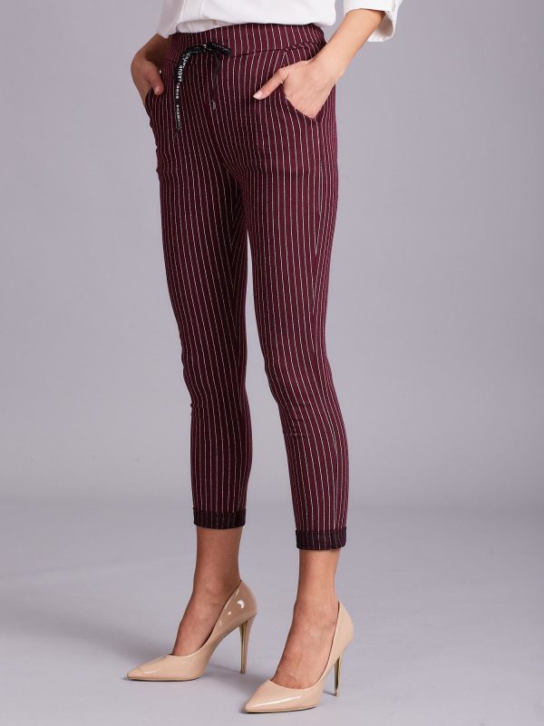 Wholesale Burgundy women's striped pants