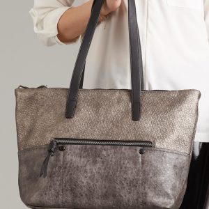 Wholesale Grey women's shopper bag in eco leather