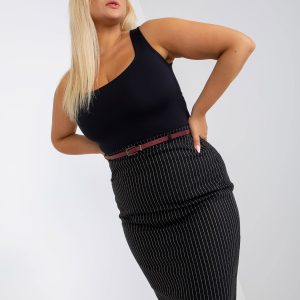 Wholesale Black pencil skirt plus size with belt