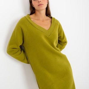 Wholesale Olive midi oversize tracksuit dress